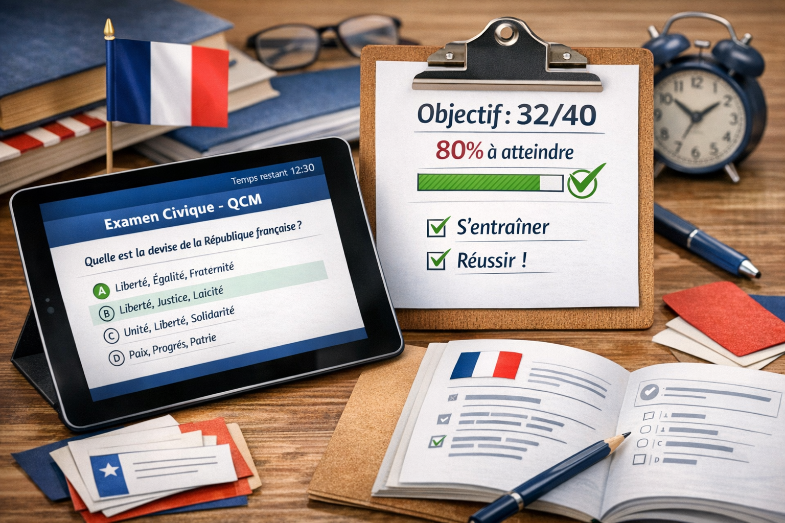 Méthode de révision examen civique : atteindre 80% efficacement
